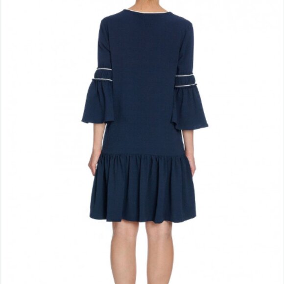 Ganni Clark Dress Total Eclipse Bell Sleeve - Picture 5 of 13